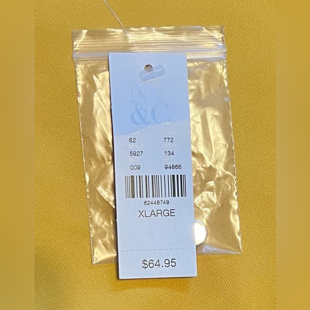 New York & Company Sleeveless Dress With Attached Belt, Back Slit, Yellow, XL - Picture 8 of 8